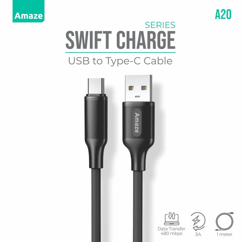 Swift Series USB to Type C Cable 3A 1m | A20